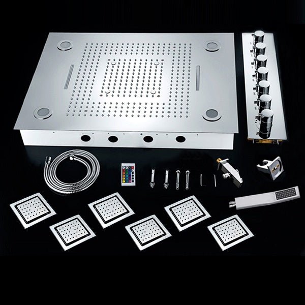 Cascada Showers 23"x31" Luxury LED Shower System – Rainfall, Waterfall, Curtain & Massage - Detail View 3