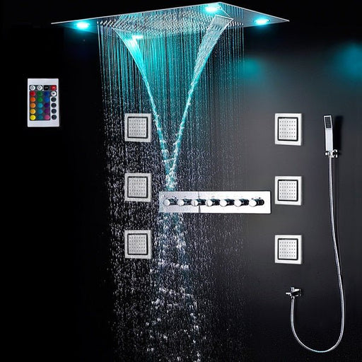 Cascada Showers 23"x31" Luxury LED Shower System – Rainfall, Waterfall, Curtain & Massage - Main Product Image