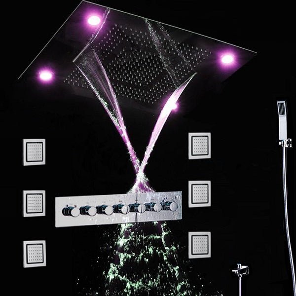 Cascada Showers 23"x31" Luxury LED Shower System – Rainfall, Waterfall, Curtain & Massage - Product Image 8