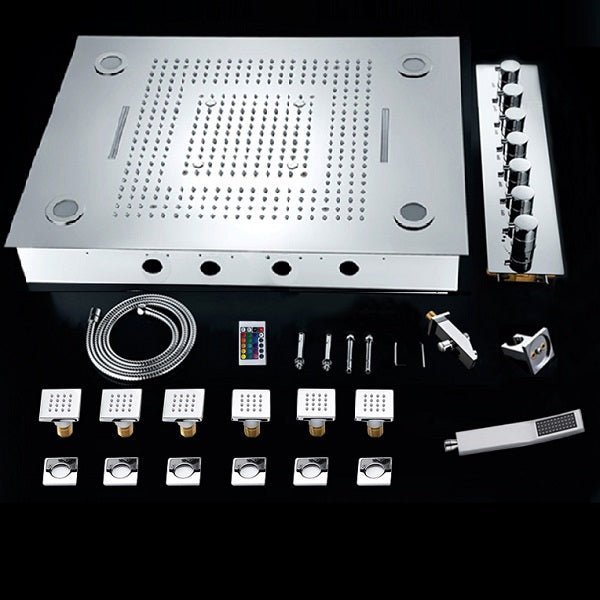 Cascada Showers 23"x31" Luxurious Classic Design recessed waterfall & rainfall LED shower system – 7 mode - Detail View 3