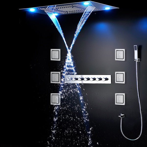Cascada Showers 23"x31" Luxury LED Shower System – Rainfall, Waterfall, Curtain & Massage - Product Image 11