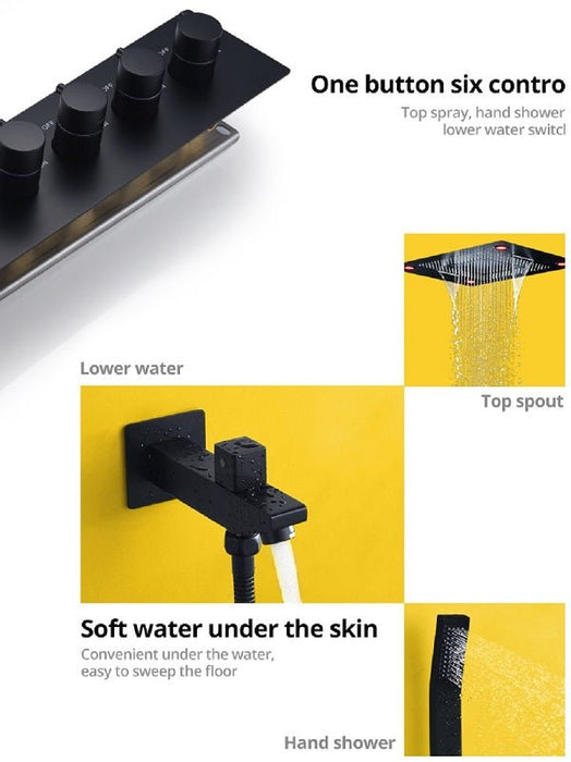 Cascada Showers 23"x31" Luxurious Classic Design waterfall & rainfall LED shower system – 6 mode - Product Image 18