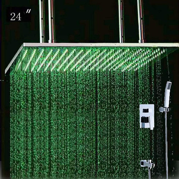Cascada Showers 24" Rainfall LED Shower Set Double-Function Valve - Alternate View