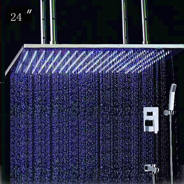 Cascada Showers 24" Rainfall LED Shower Set Double-Function Valve - Detail View 2