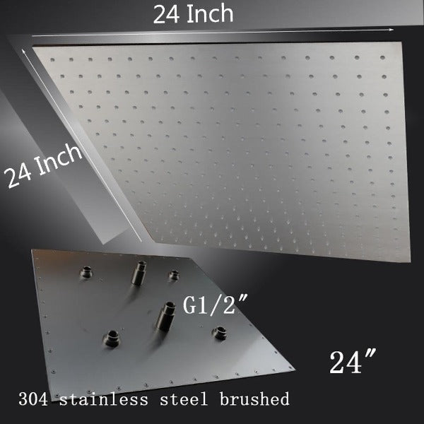Cascada Showers 24" Square Ceiling Mount Rainfall LED Shower Head - Detail View 2