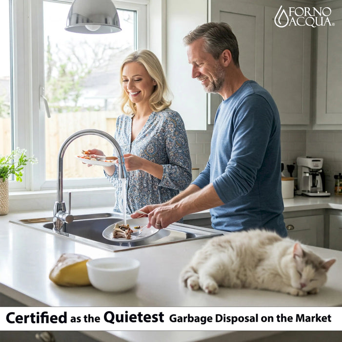 Forno Acqua BrightDiamond Amethyst 1HP Super Quiet Garbage Disposal Corded with Motion Sensor Cabinet Light & Pre-Wired Air Switch (WDD100TA1AM)