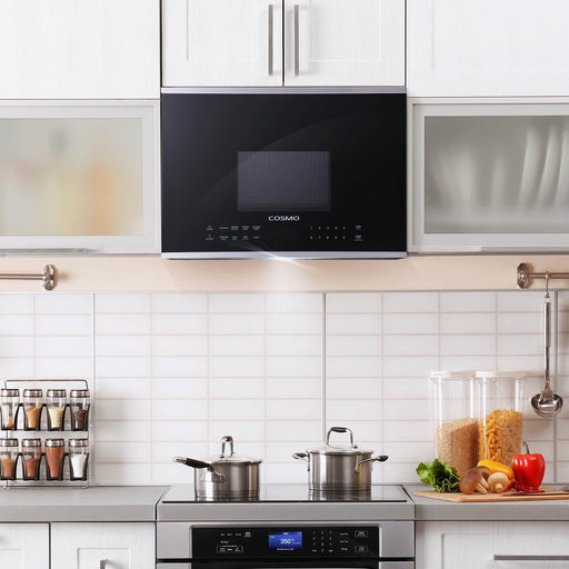 Cosmo 24-Inch 1.34 Cu. Ft. Over the Range Microwave in Stainless Steel and Black Glass (COS-2413ORM1SS) Cosmo