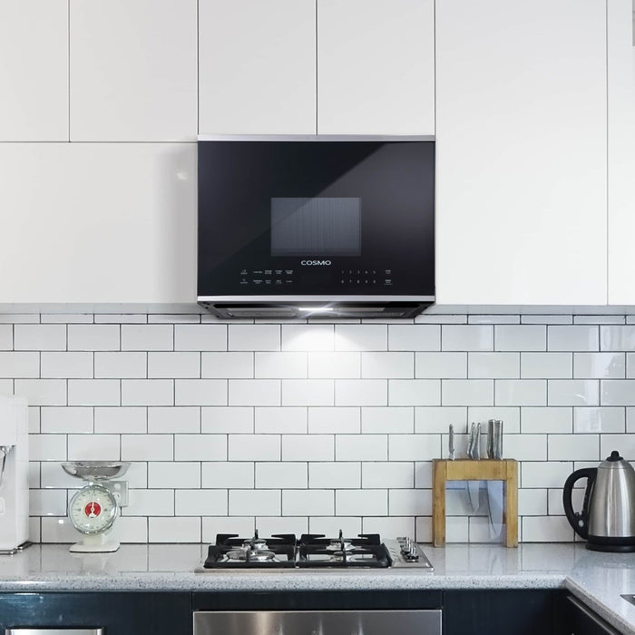 Cosmo 24-Inch 1.34 Cu. Ft. Over the Range Microwave in Stainless Steel and Black Glass (COS-2413ORM1SS) Cosmo