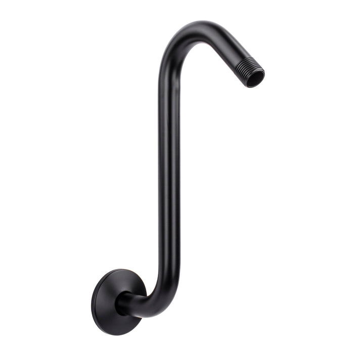 Utility-Sink.com 10.5 in. S-Shaped Stainless Steel Shower Head Extension Arm (Black Finish) - Main Product Image