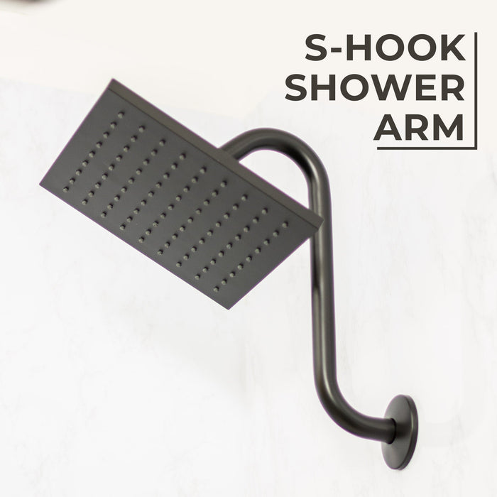 Utility-Sink.com 10.5 in. S-Shaped Stainless Steel Shower Head Extension Arm (Black Finish) - Product Image 8
