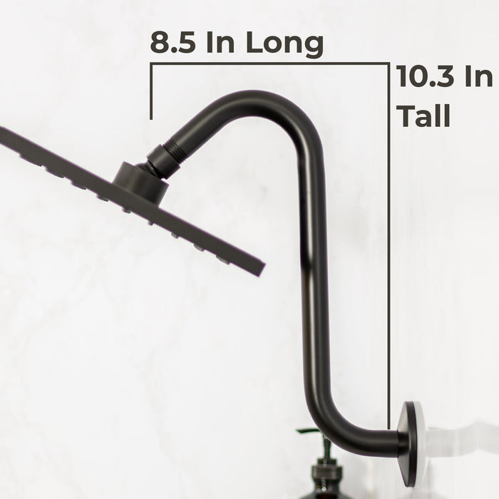 Utility-Sink.com 10.5 in. S-Shaped Stainless Steel Shower Head Extension Arm (Black Finish) - Alternate View