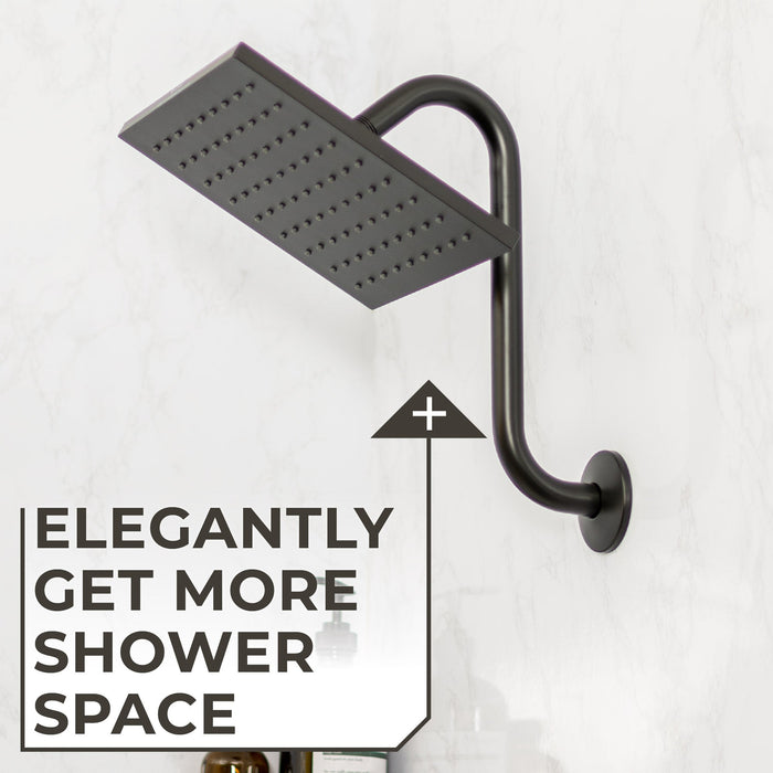 Utility-Sink.com 10.5 in. S-Shaped Stainless Steel Shower Head Extension Arm (Black Finish) - Product Image 5