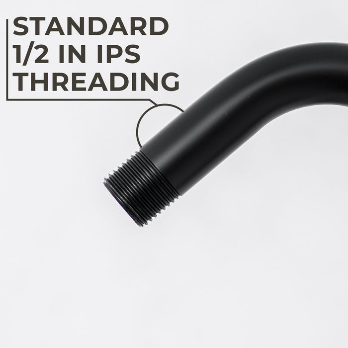 Utility-Sink.com 10.5 in. S-Shaped Stainless Steel Shower Head Extension Arm (Black Finish) - Detail View 3