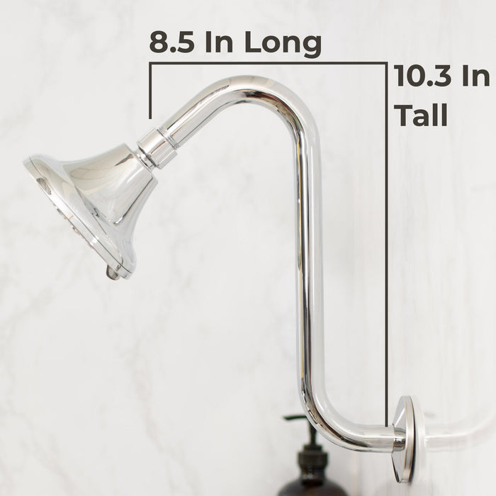 Utility-Sink.com 10.5 in. S-Shaped Stainless Steel Shower Head Extension Arm (Chrome Finish) - Alternate View