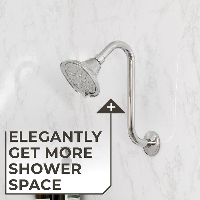 Utility-Sink.com 10.5 in. S-Shaped Stainless Steel Shower Head Extension Arm (Chrome Finish) - Product Image 5