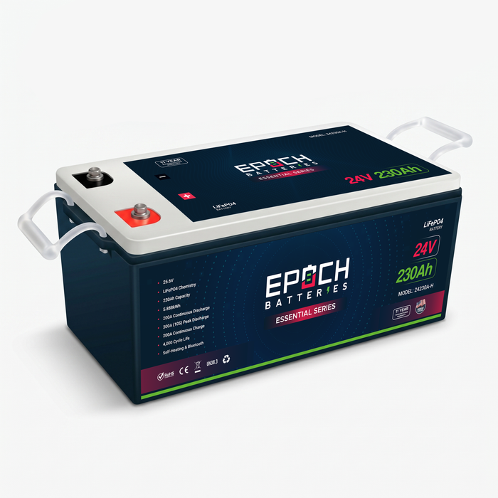 Epoch 24V 230Ah (5.89kWh) Essential Series - Bluetooth & Heated - LiFePO4 Battery angle view