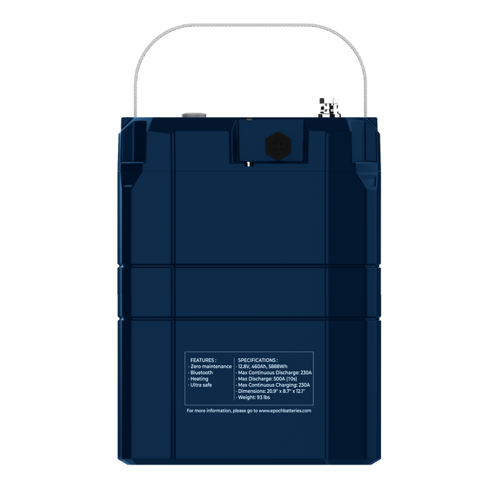 Epoch 12V 460Ah V2-T Elite LiFePO4 battery — battery management system connection detail