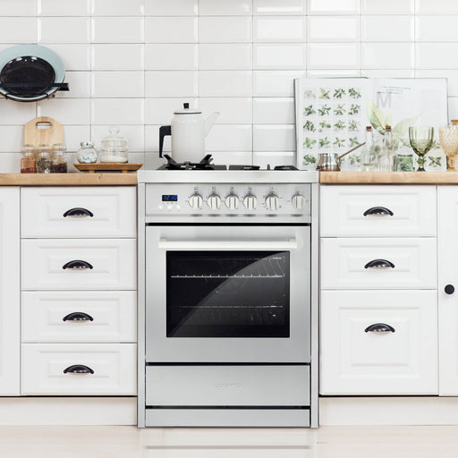 Cosmo 24-Inch 2.73 Cu. Ft. Single Oven Gas Range with 4 Burner Cooktop in Stainless Steel (COS-244AGC) Cosmo