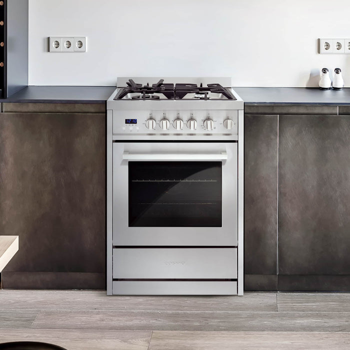 Cosmo 24-Inch 2.73 Cu. Ft. Single Oven Gas Range with 4 Burner Cooktop in Stainless Steel (COS-244AGC) Cosmo