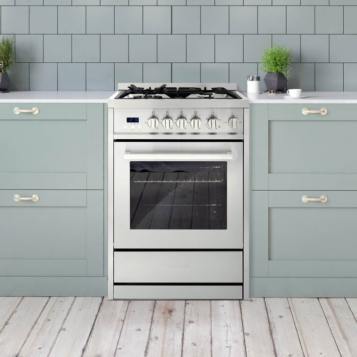 Cosmo 24-Inch 2.73 Cu. Ft. Single Oven Gas Range with 4 Burner Cooktop in Stainless Steel (COS-244AGC) Cosmo