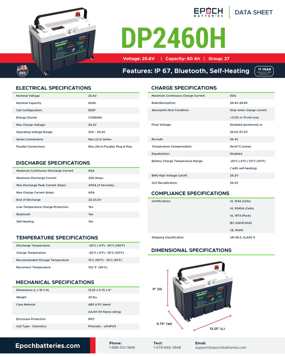 Epoch 24V 60Ah Pro Series LiFePO4 battery — installation example