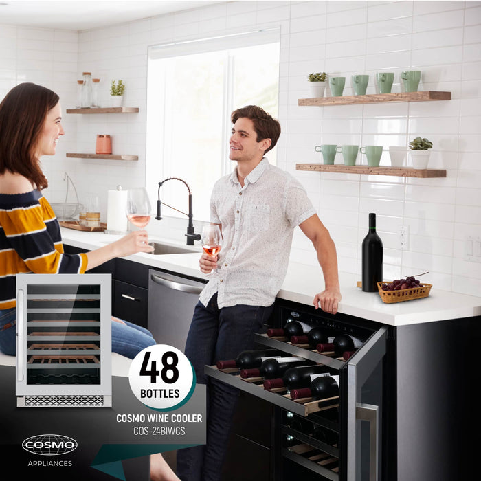 Cosmo 4 - Piece Appliance Package - 30-Inch Gas Range, Dishwasher, Refrigerator and Wine Cooler in Stainless Steel (COS-4PKG-124) Cosmo