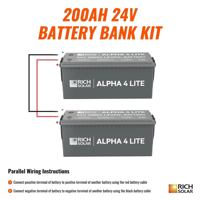 Green Vista Living Rich Solar - 24V - 200AH - 5.1kWh Lithium Battery Bank Power Station - Side View