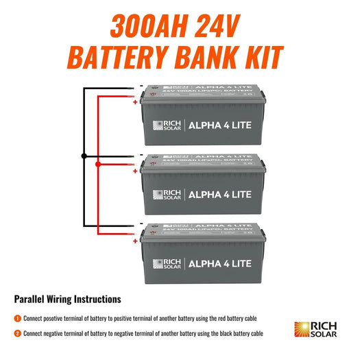 Green Vista Living Rich Solar - 24V - 300AH - 7.6kWh Lithium Battery Bank Power Station - Side View