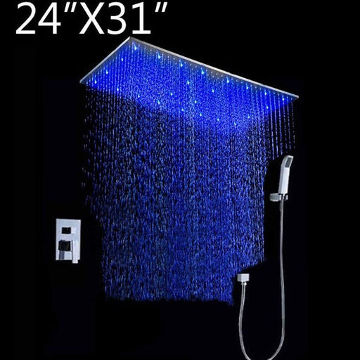 Cascada Showers 24"x31" Rainfall LED Shower Set Double-Function Valve - Main Product Image