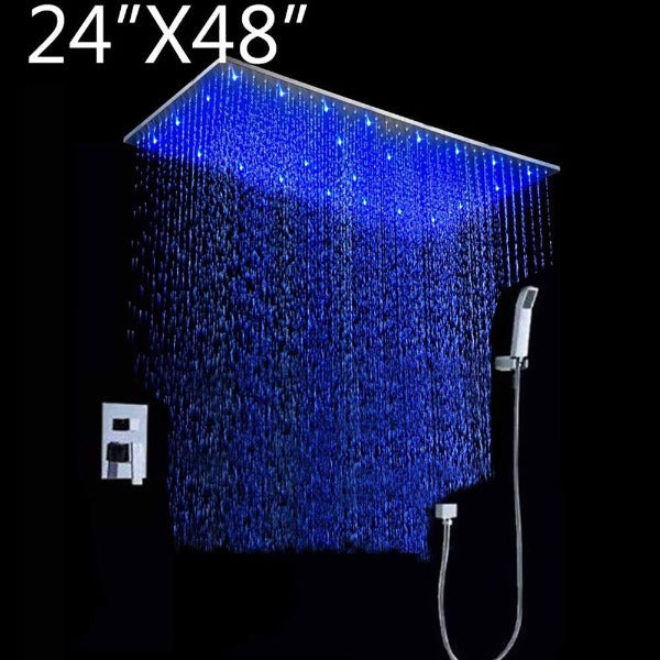 Cascada Showers 24"x48" Rainfall LED Shower Set Double-Function Valve - Main Product Image
