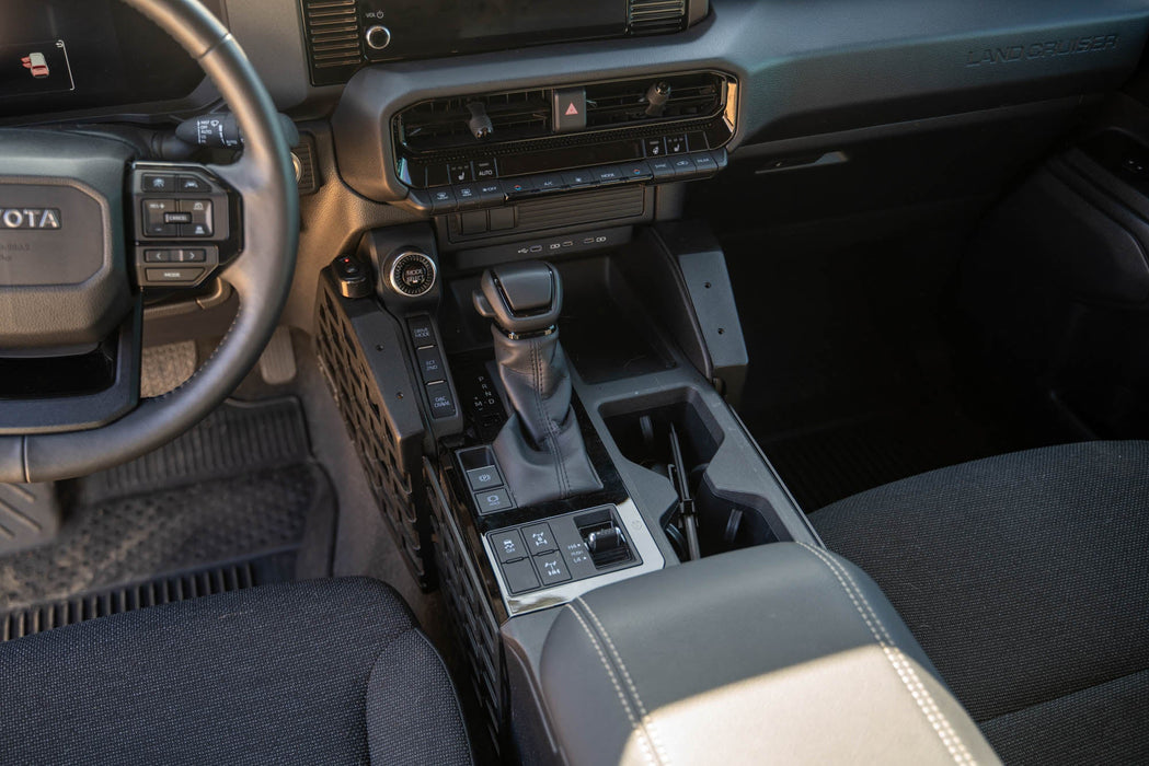 DV8 Offroad 2024-2026 Toyota Land Cruiser Center Console Molle Panels – installed on vehicle, image 8 of 13