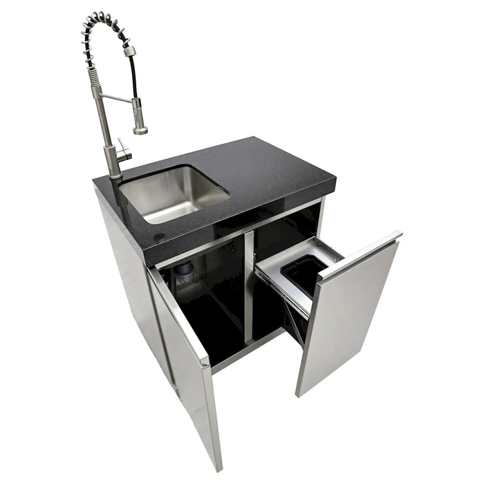 Forno Bulnes Outdoor Kitchen 30-Inch BBQ 60,000 BTU, with Sear, Rotisserie Infrared Burners, 1.8 Cu.Ft. Beverage Center, & Black Countertops (FODKT2506BLK)