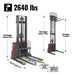 2640lbs Electric Straddle Stacker,  118" Lift,  Adjustable Legs & Fork — dimensions diagram