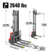 2640lbs Electric Straddle Stacker, 138" Lift,  Adjustable Legs & Forks — dimensions diagram