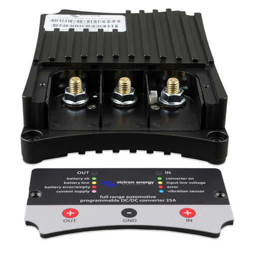 Victron Energy Buck-Boost - DC/DC Converter 50A - ORI303050000 - Victron Energy Buck-Boost | DC/DC Converter 50A front view with panel removed showing bolts