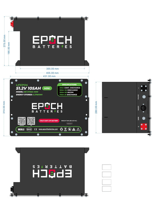 Epoch 48V 105Ah LiMax Series golf cart kit — battery management system connection detail