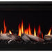 SimpliFire Allusion Edge with black glass embers and optional glowing birch logs (50" shown)