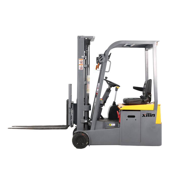 Xilin CPD15SE-Li-189 3 wheel electric forklift fork and load detail