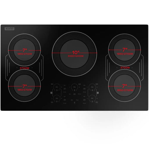 Empava EMPV-36EC83H 5 burner induction cooktop with a 3.0kW/4.0kW centre zone