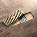 8 x3 Inch or 4 x 4 inch Shower Linear Brushed Gold Drain Rectangular Floor Drain with Accessories Square Hole Pattern Cover Grate Removable  Brushed Gold Brass - angle view