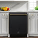 Forno Romano Espresso 24-Inch Built-In Dishwasher in Black with Brass Handle (FDWBI8035-24BLK) FORNO