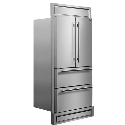 Forno Moena 36-Inch French Door 19.2 cu. ft Refrigerator with Modern Decorative Grill in Stainless Steel (FFRBI1820-40MG) FORNO
