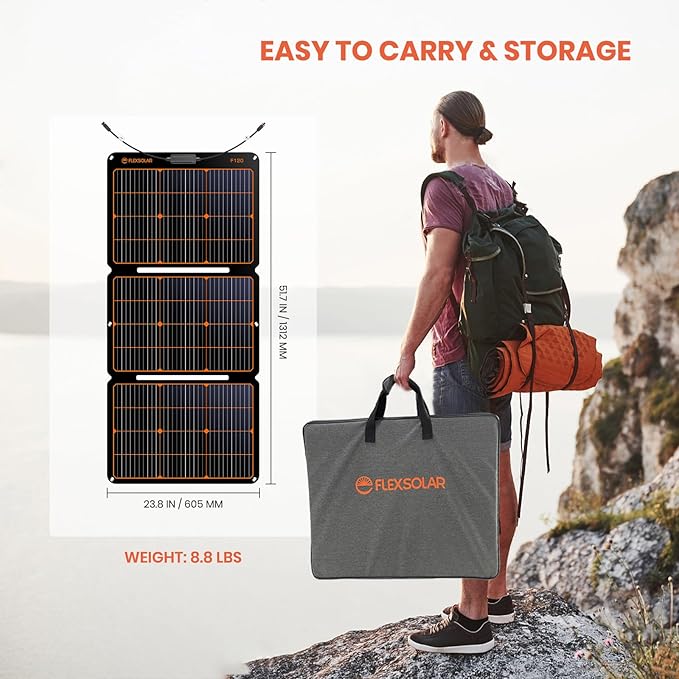 Flexsolar® F120 Foldable Solar Panel for Power Station| 120W（4 in 1 Extention Cable Not Included）