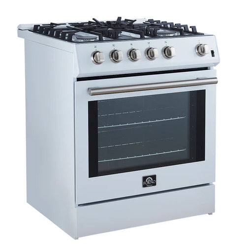 Forno Leonardo Espresso 30-Inch Gas Range in White with Stainless Steel Handle (FFSGS1116-30WHT) FORNO