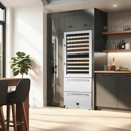 Forno Celano 30-Inch 21.3 Cu.ft Dual Zone Wine Cellar & Beverage Cooler (FWCDR6697-30S) FORNO