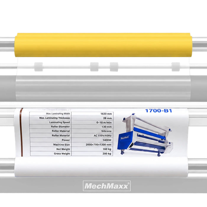 60" x 164 ft PVC Glossy Cold Laminating Film, Yellow Release Paper, for SKU: 501014, 501015, 501016, 501017, 501018, 501