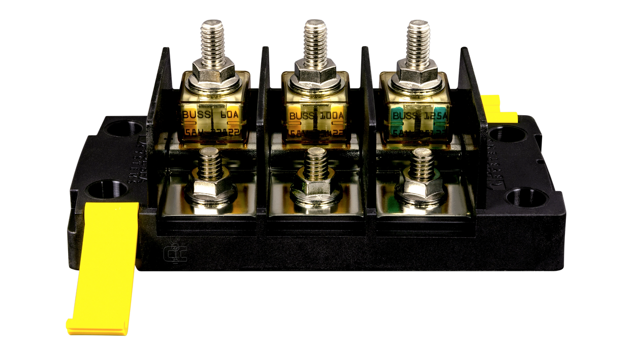 High quality photo of the Blue Sea Systems - 5194 MRBF - Surface Mount Fuse Block - Front View. Photographed by Current Connected.