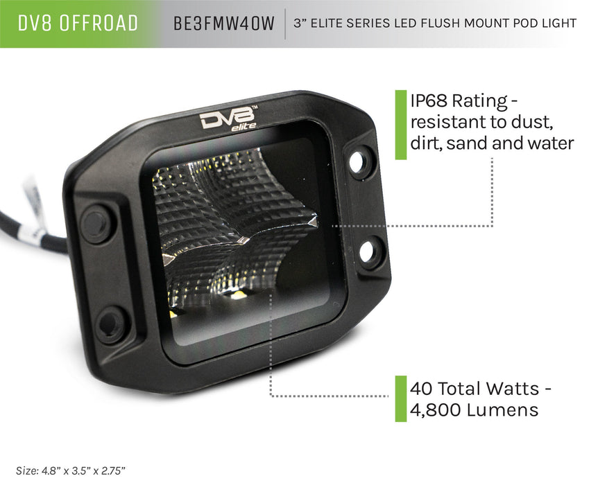 DV8 Offroad 3-Inch Elite Series LED Flush Mount Pod Light – image 8 of 9