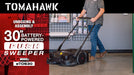 30" Battery Powered Push Sweeper with Triple Power Brooms Electric Drive and Dust Suppression Sprayer - detail close-up