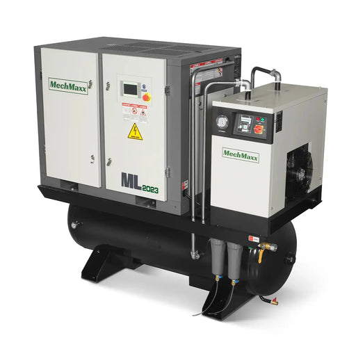 20HP Combined Rotary Screw Air Compressor with Dryer & 105-Gal ASME Tank | 78 CFM,  116 PSI,  230V 3-Phase - Industrial Grade